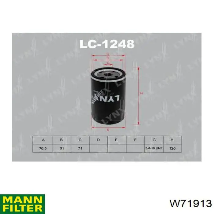 Масляний фільтр W71913 Mann-Filter