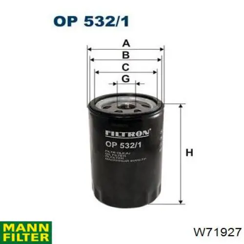Масляний фільтр W71927 Mann-Filter