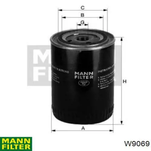 Масляний фільтр двигуна Mann-Filter W9069 ціна, від 12.03 USD