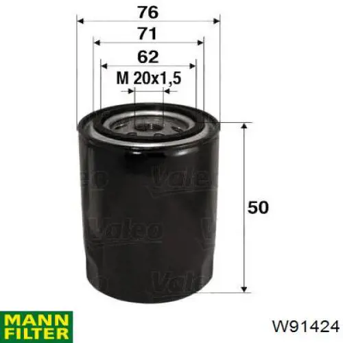 Масляний фільтр W91424 Mann-Filter
