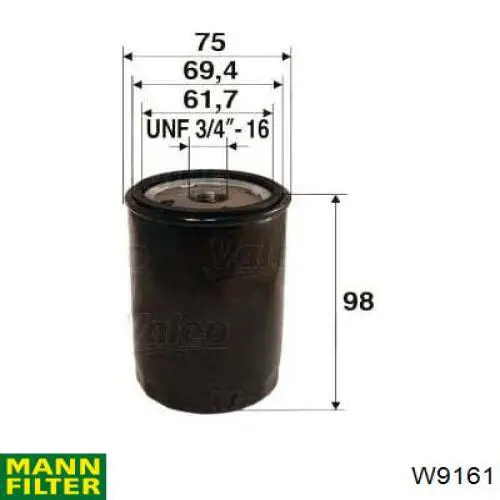 W9161 Mann-Filter Фільтр масла
