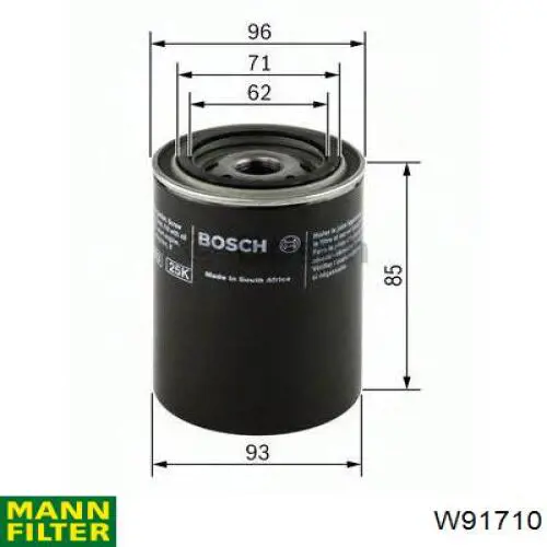 Масляний фільтр двигуна Mann-Filter W91710 ціна, від 4.92 USD
