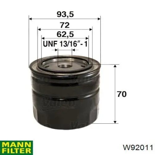 Масляний фільтр двигуна Mann-Filter W92011 ціна, від 6.57 USD
