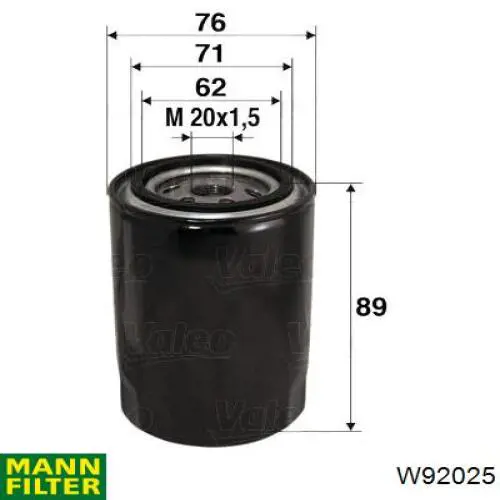 Фільтр масляний W92025 Mann-Filter