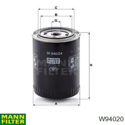 Масляний фільтр W94020 Mann-Filter