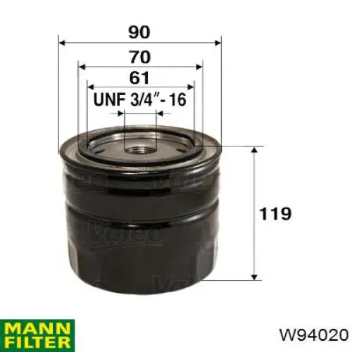 W94020 Mann-Filter фільтр масляний