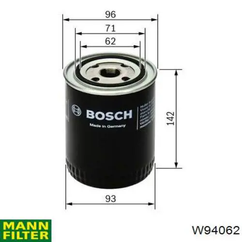 Масляний фільтр W94062 Mann-Filter