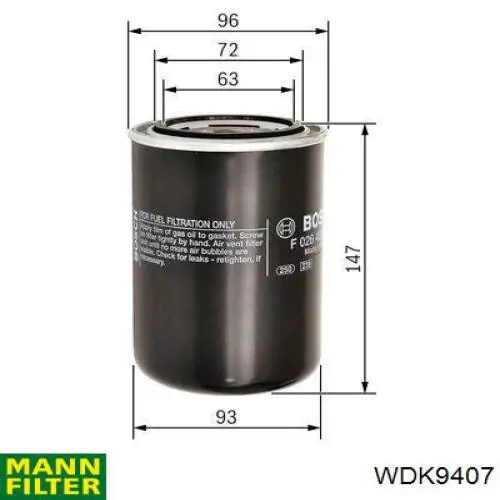 WDK9407 Mann-Filter Фільтр палива