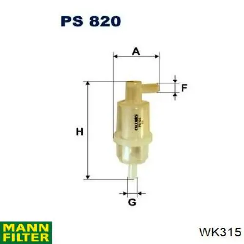 Фільтр тонкого очищення палива Mann-Filter WK315 ціна, від 1.47 USD