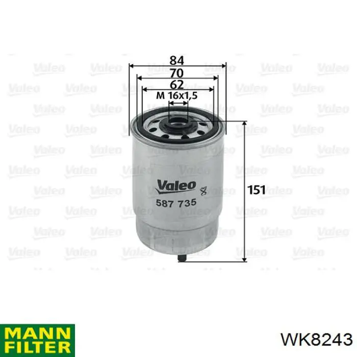 Фільтр тонкого очищення палива Mann-Filter WK8243 ціна, від 25.37 USD