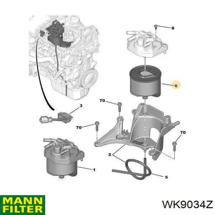 Фільтр паливний Mann-Filter WK9034Z