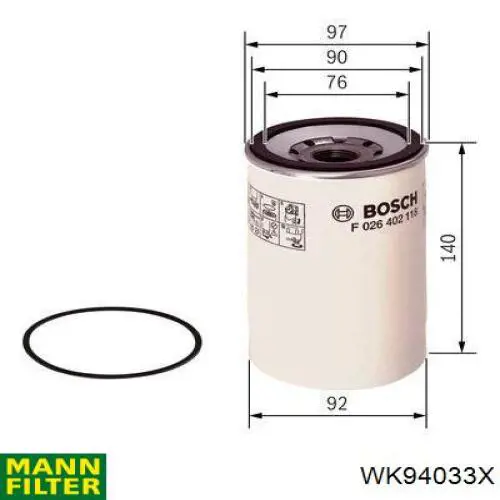 Фільтр тонкого очищення палива Mann-Filter WK94033X ціна, від 28.14 USD