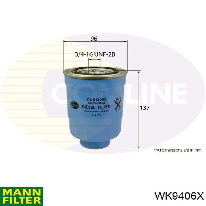 Фільтр тонкого очищення палива Mann-Filter WK9406X ціна, від 17.29 USD
