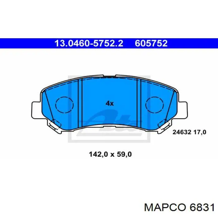 Колодки гальмівні передні, дискові 6831 Mapco