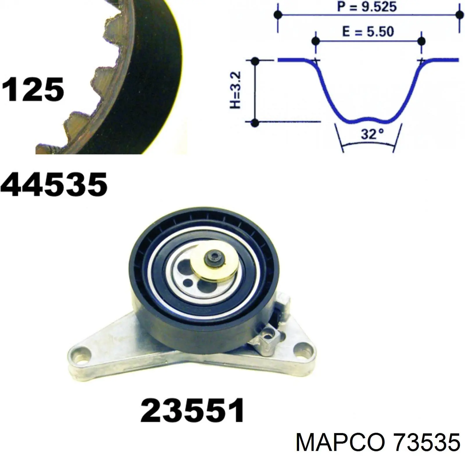 73535 Mapco Комплект ГРМ (Ремень, Ролик)