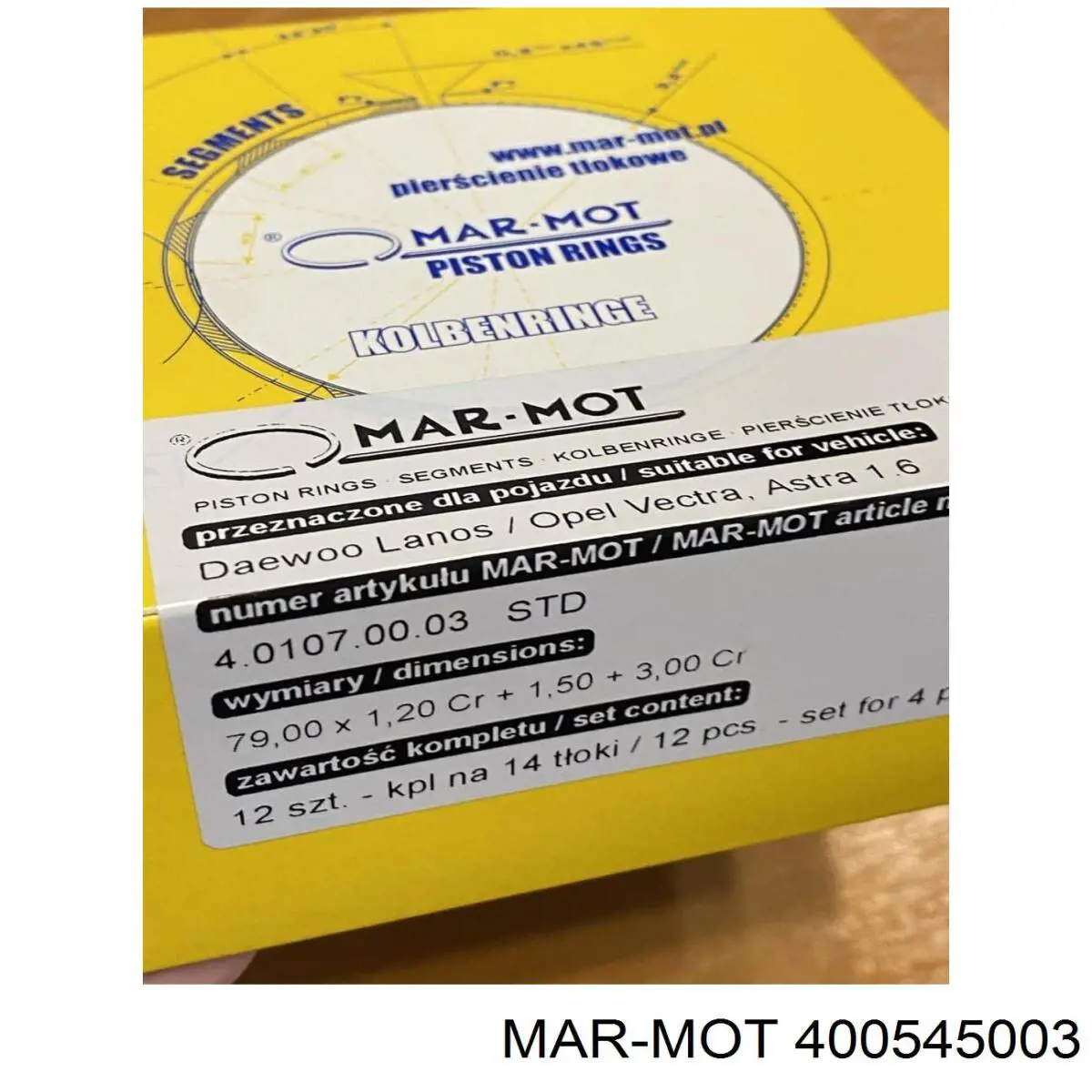 400545003 Mar-mot Комплект поршневих кілець на двигун, 2-й ремонт (+0,50)