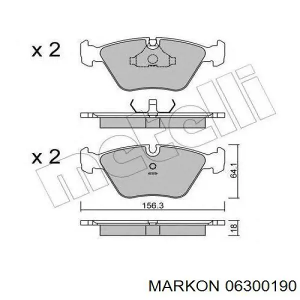 06300190 Markon колодки гальмівні передні, дискові