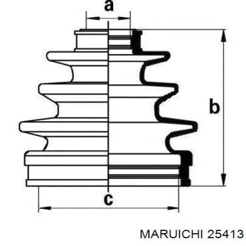 Пильник ШРУСа зовнішній, передній піввісі 25413 Maruichi-156