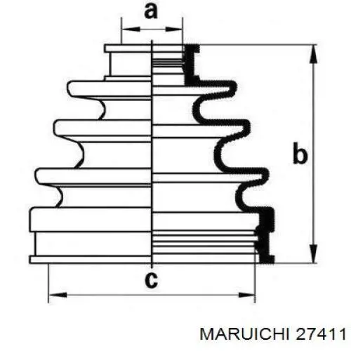 Пильник ШРУСа зовнішній, передній піввісі 27411 Maruichi-156