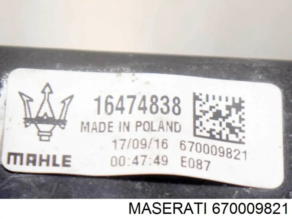 Радіатор охолодження, додатковий Maserati 670009821 ціна, від 203.27 USD
