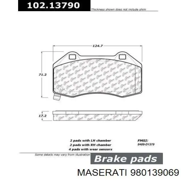 Задні гальмівні колодки Maserati 980139069 ціна, від 24.63 USD