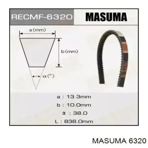 Клиновий ремінь Masuma 6320 ціна, від 4.47 USD