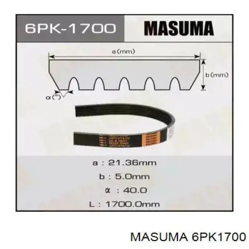 6PK1700 Masuma Поліклиновий ремінь