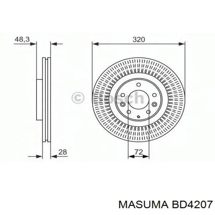 Диск переднього гальма Masuma BD4207 ціна, від 53.57 USD