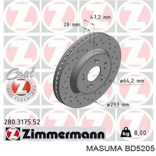 Купити BD5205 Masuma Ротор гальмівний