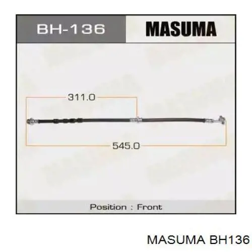 Шланг гальмівний передній Masuma BH136 ціна, від 15.96 USD