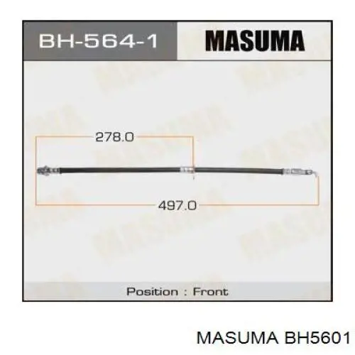 Шланг гальмівний передній, правий BH5601 Masuma
