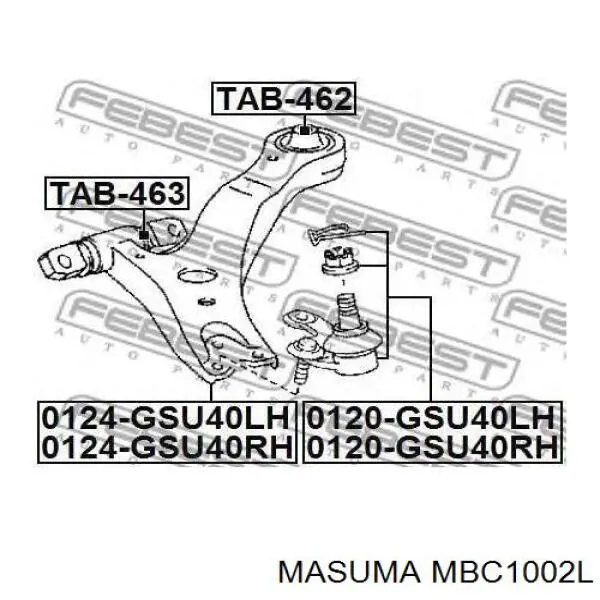 MBC1002L Masuma кульова опора, нижня, ліва