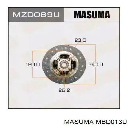 Диск сцепления  MASUMA MBD013U