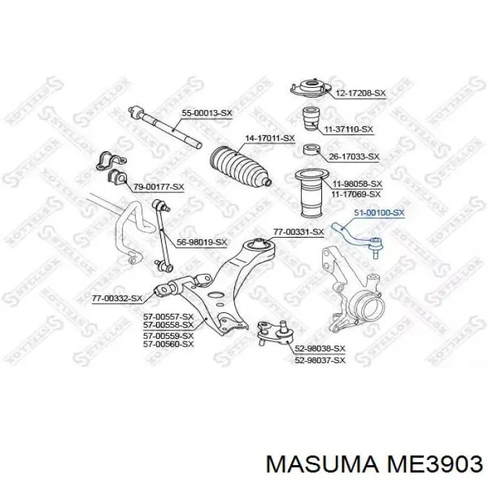 ME3903 Masuma накінечник рульової тяги, зовнішній