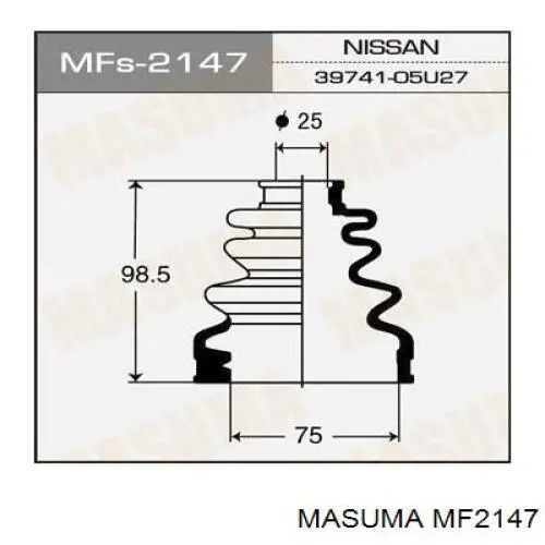 Купити MF2147 Masuma Пильник шарніра кутових швидкостей внутрішній передній