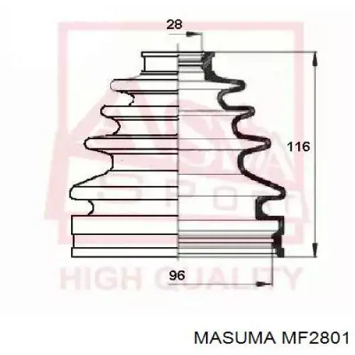 MF2801 Masuma Пильник ШРКШ внутрішній, передній півосі