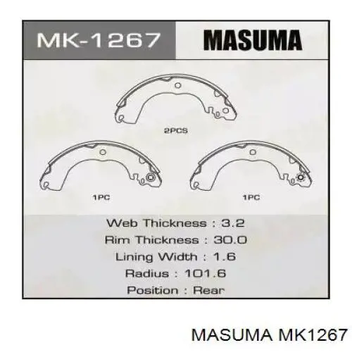 MK1267 Masuma Колодки гальмівні задні, барабанні