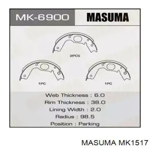 MK1517 Masuma Гальмівні колодки ручника