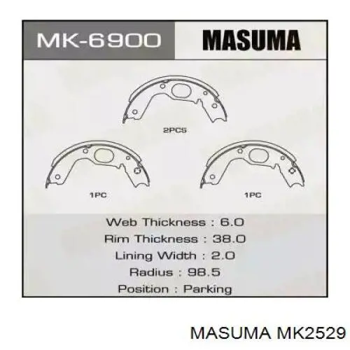 Купити MK2529 Masuma Колодки гальмові задні, барабанні