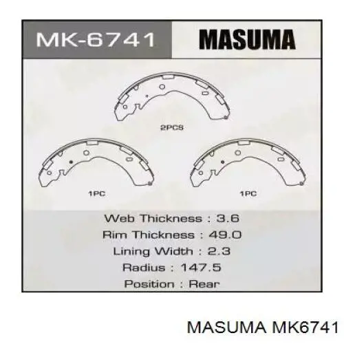 Колодки гальмові задні, барабанні Masuma MK6741 ціна, від 39.63 USD
