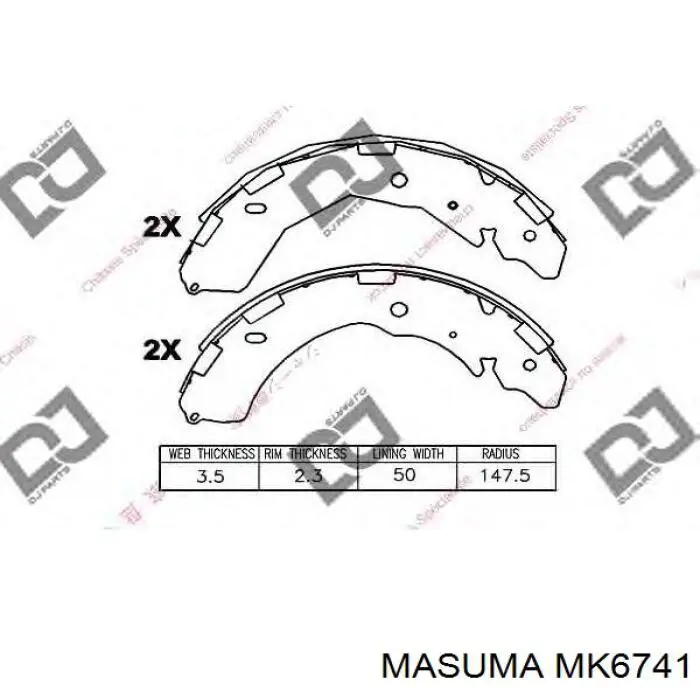 Купити MK6741 Masuma Колодки гальмові задні, барабанні