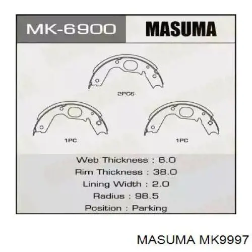 Колодки гальмові задні, барабанні Masuma MK9997 ціна, від 28.44 USD