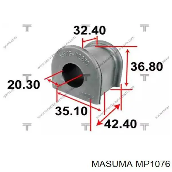 Втулка стабілізатора переднього, права Masuma MP1076 ціна, від 10.46 USD