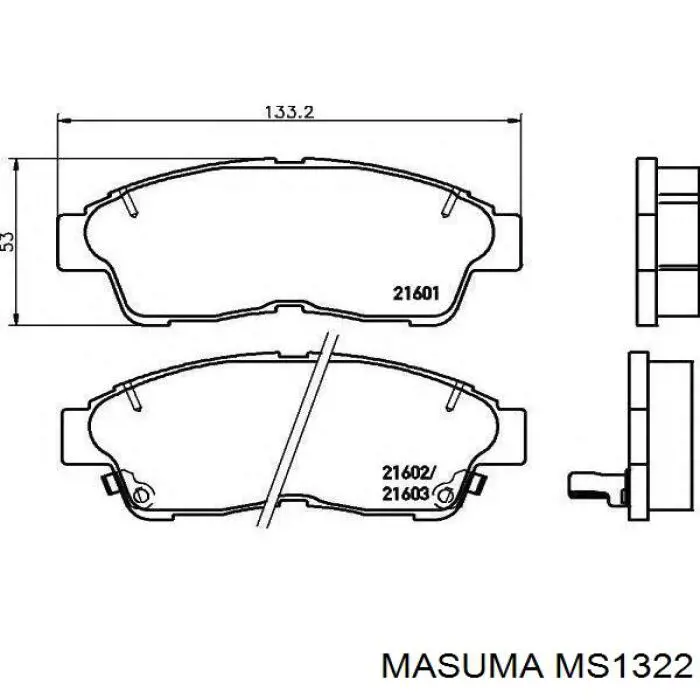 Передні тормозні колодки MS1322 Masuma