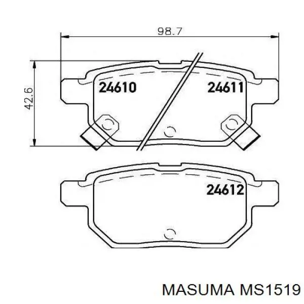 MS1519 Masuma Колодки гальмівні задні, дискові