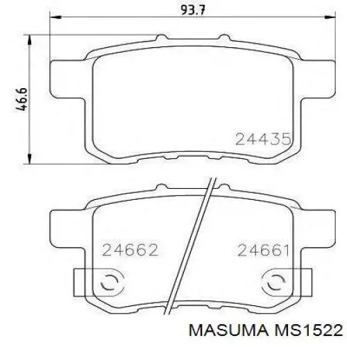 MS1522 Masuma Колодки гальмівні задні, дискові