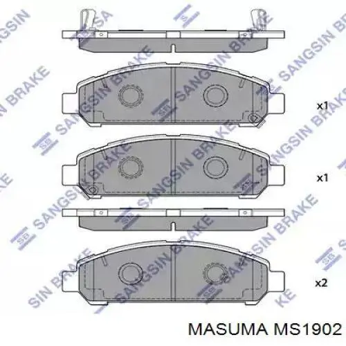 Купити MS1902 Masuma Колодки гальмівні передні, дискові