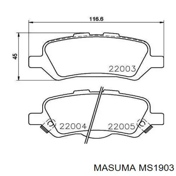 Задні гальмівні колодки Masuma MS1903 ціна, від 22.55 USD