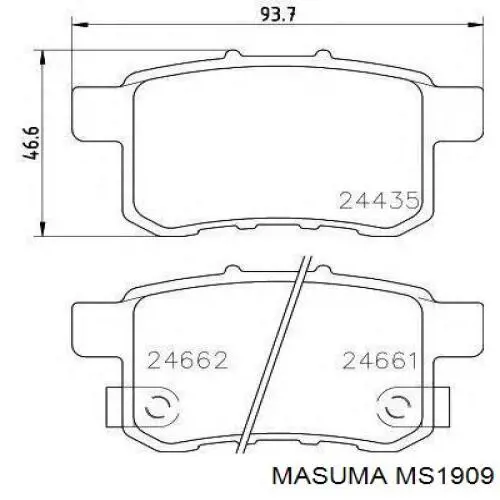 Задні гальмівні колодки Masuma MS1909 ціна, від 23.29 USD