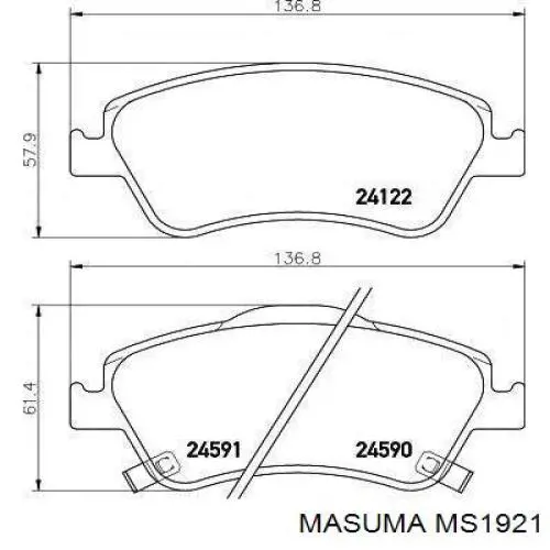 Гальмівні колодки Masuma MS1921 ціна, від 22.04 USD
